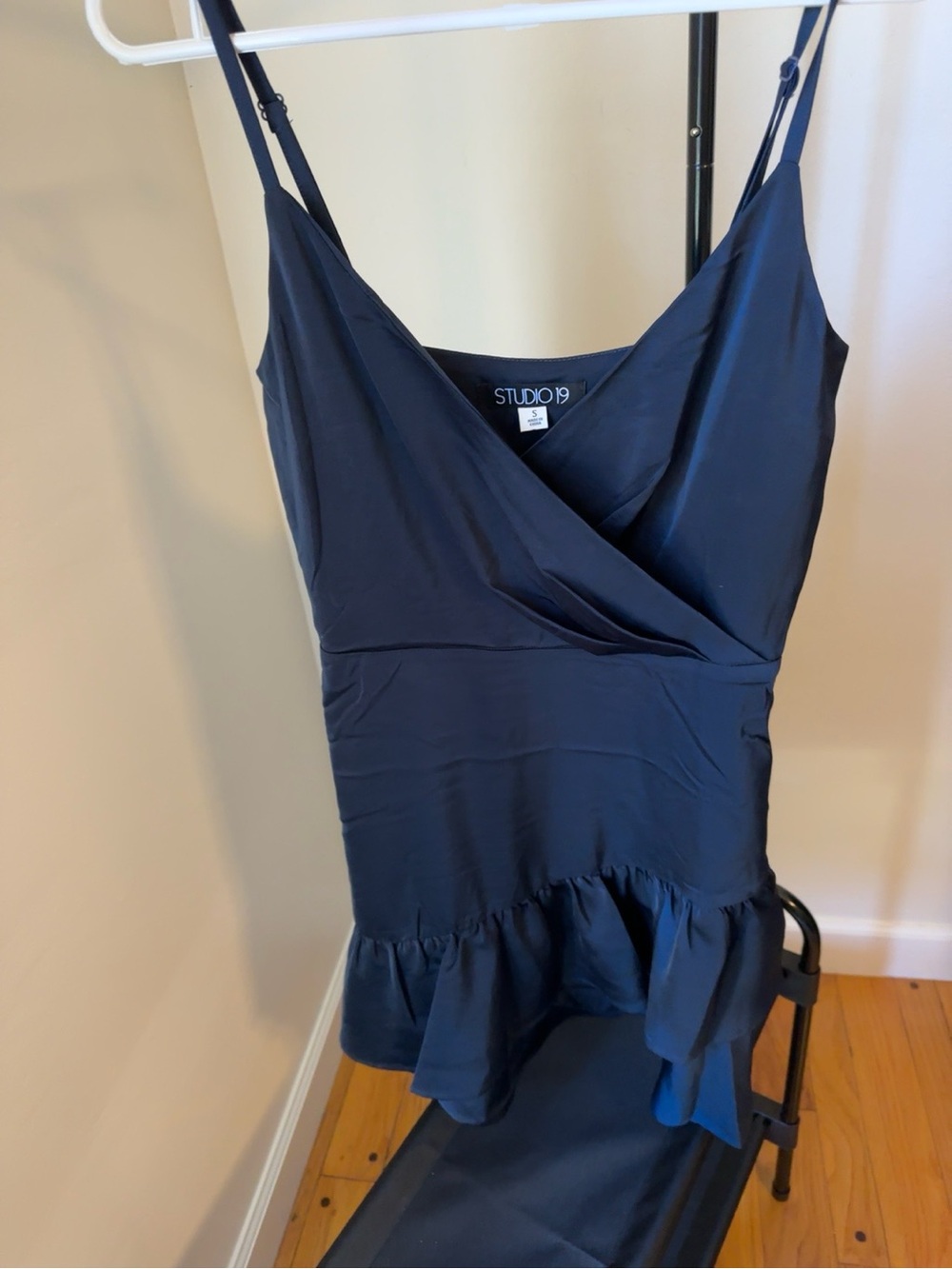 Studio 19 Navy Ruffle Hem Slip Dress